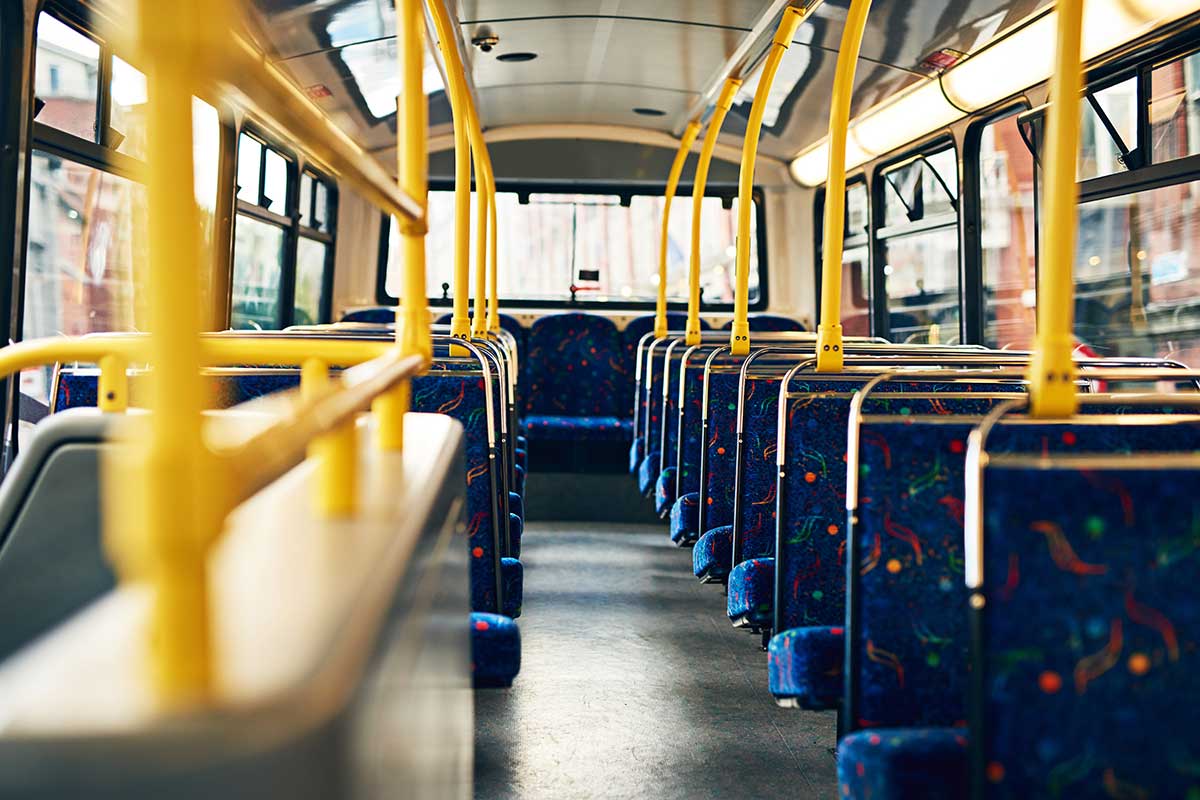 Interior of a city bus.